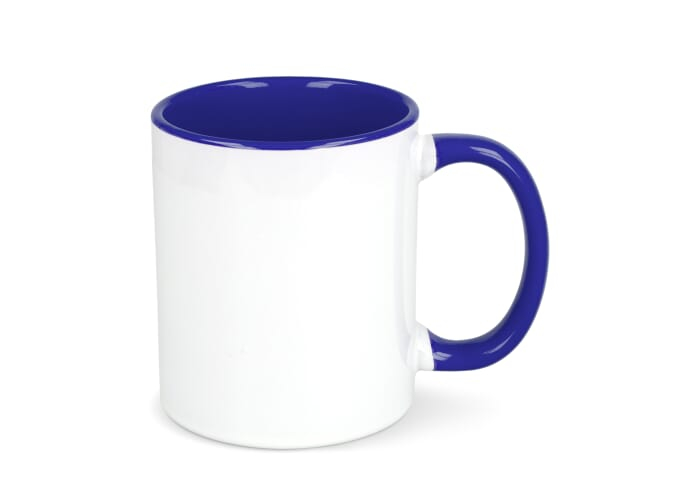 Mug intérieur et anse colorés à personnaliser 300ml Oslo Blanc / bleu foncé